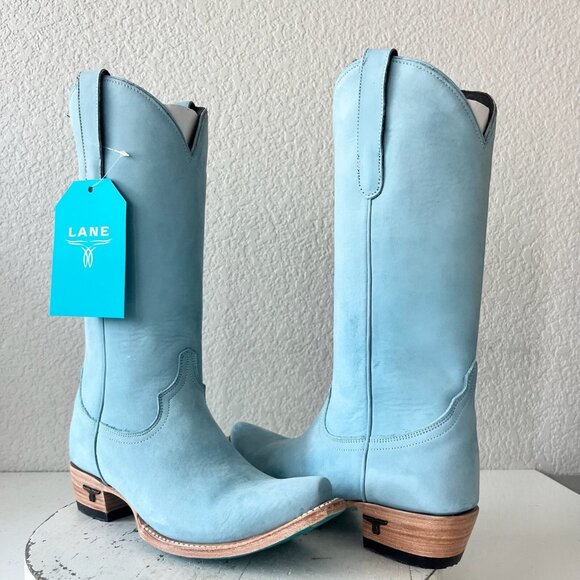 Lane Boots Shoes - Lane EMMA JANE Womens Cowboy Boots 7 Western Light Blue Cowgirl Mid Calf Tall